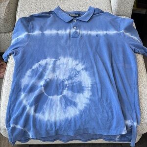 Polo by Ralph Lauren Blue and White Tie-Dye Polo Shirt